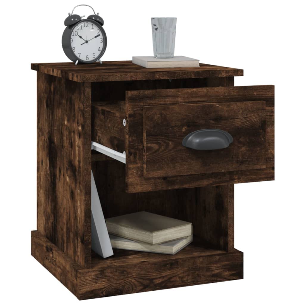Comodini da 2 pezzi, in legno di incenso, 39 x 39 x 47,5 cm, moderno comodino in legno in affumicatura con spazio per camera da letto, soggiorno e studio, camera da letto, comodini