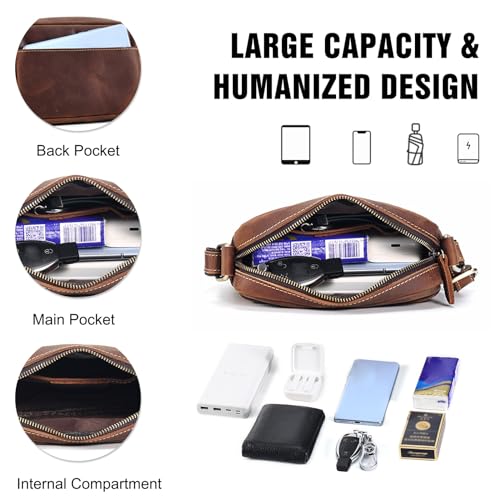 Retro Men's Shoulder Bags Genuine Leather Women Small bags Crossbody Bag Messenger Bags Cover Pack Work Professional Business Office Travel Satchel Bag Brown4