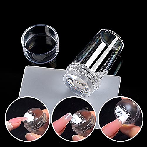 Nail Stamper French Manicure Supplies Silicone Nail Art Stamper Valentine's Day Nail Decoration Clear Jelly Nail Stamper Jelly Head DIY for Nail Stamp Printing Plates Nail Stamping with Scraper