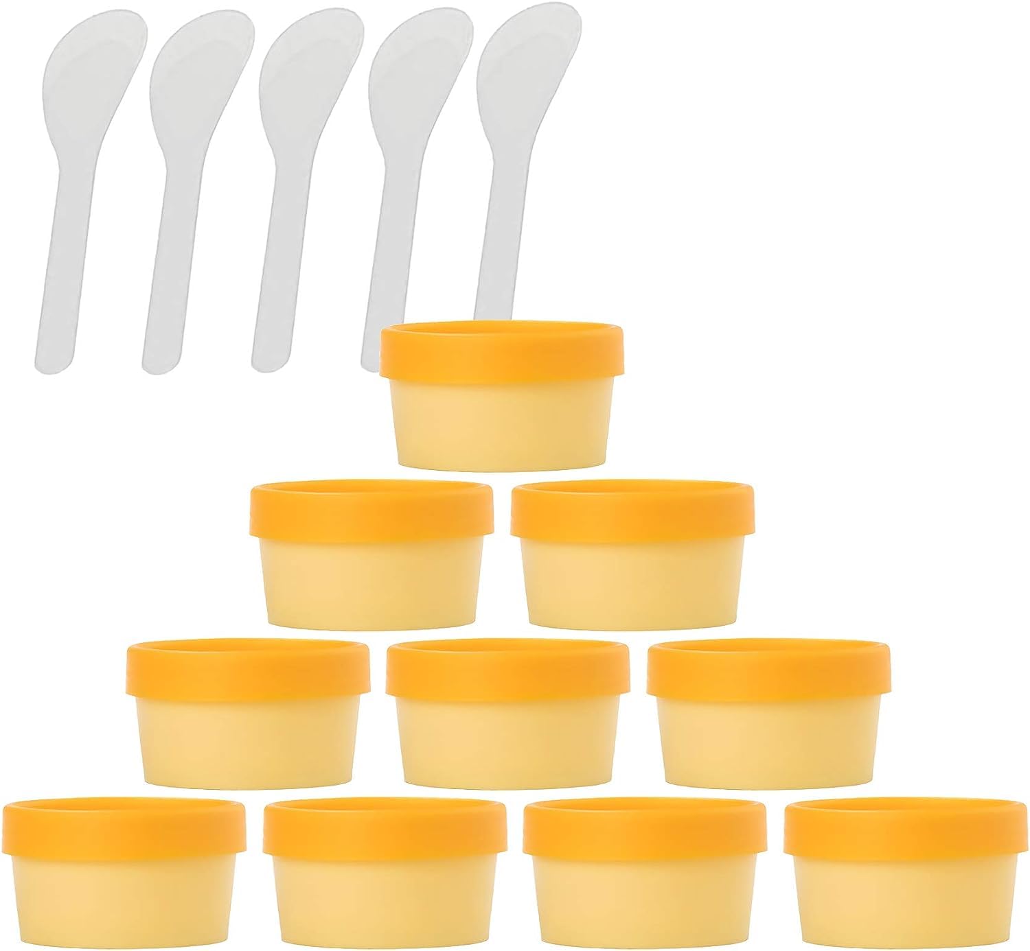 KRXSOBNV Cosmetic Jars, 12 PC Empty Leakproof Cosmetic Pot Container with Lids with 6 Spatula(Yellow,50ml)