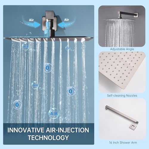 Image of Shower Body Sprays Systems with Push Button, All Metal Shower Jets System, 10 inch Rain Shower Head with 4PCS Body Jets and Handheld Shower Faucet Sets Complete, Rough-in Valve, Brushed Nickel