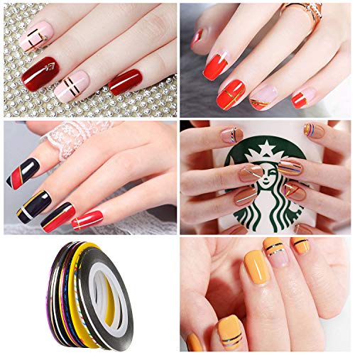 Nail Art Pinsel Set, GuKKK 39 Stücke Nageldesign-Zubehör, 15 Stücke Nagel Pinsel, 5 Stücke Dotting Pen, 10 Streifenband… – Bild 5