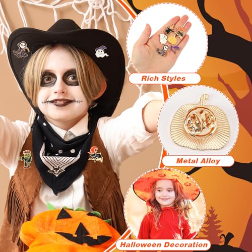 SANNIX 15Pcs Halloween Pins, Halloween Enamel Lapel Pin, Skull Pumpkin Ghost Spooky Brooch Pins Holiday Backpack Badge for Clothes Bags Hats Accessories4