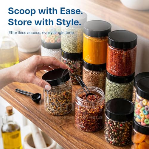 Image of HomeWiz Airtight Kitchen Storage Containers Set of 10 (250ML Each) | Unbreakable Transparent Plastic Masala Box for Spice, Cereal, Dry Fruits | Round Jars with Spoons | Kitchen Accessories