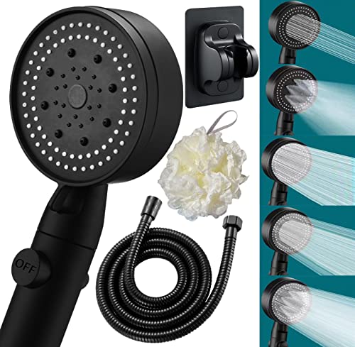 Conjunto de ducha con manguera de ducha. Ducha económica, ducha a presión, telefono ducha con manguera ducha alta presion tubo ducha flexible alcachofa ducha ahorro agua ducha de mano (Nero) Cover