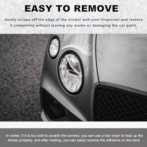Image of KVAEY 2 PCS Car Headlight Eyelash Stickers, Cute Fake Eyelashes Decal for Bumper Auto Body Window, Waterproof Reflective PET Charming Eyelash Sticker Funny Decor for Car SUV Truck (White)