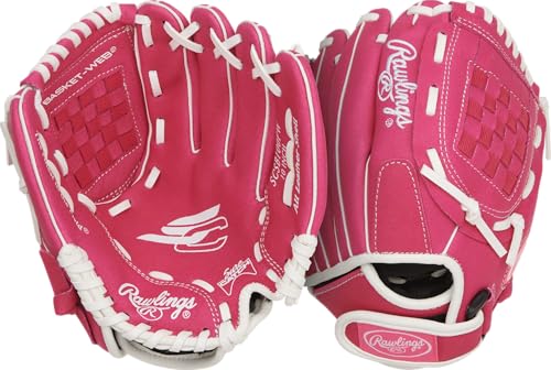 Image of Rawlings | Sure Catch Youth Series Softball Glove | 10 inch | Right Hand Throw | Pink /White