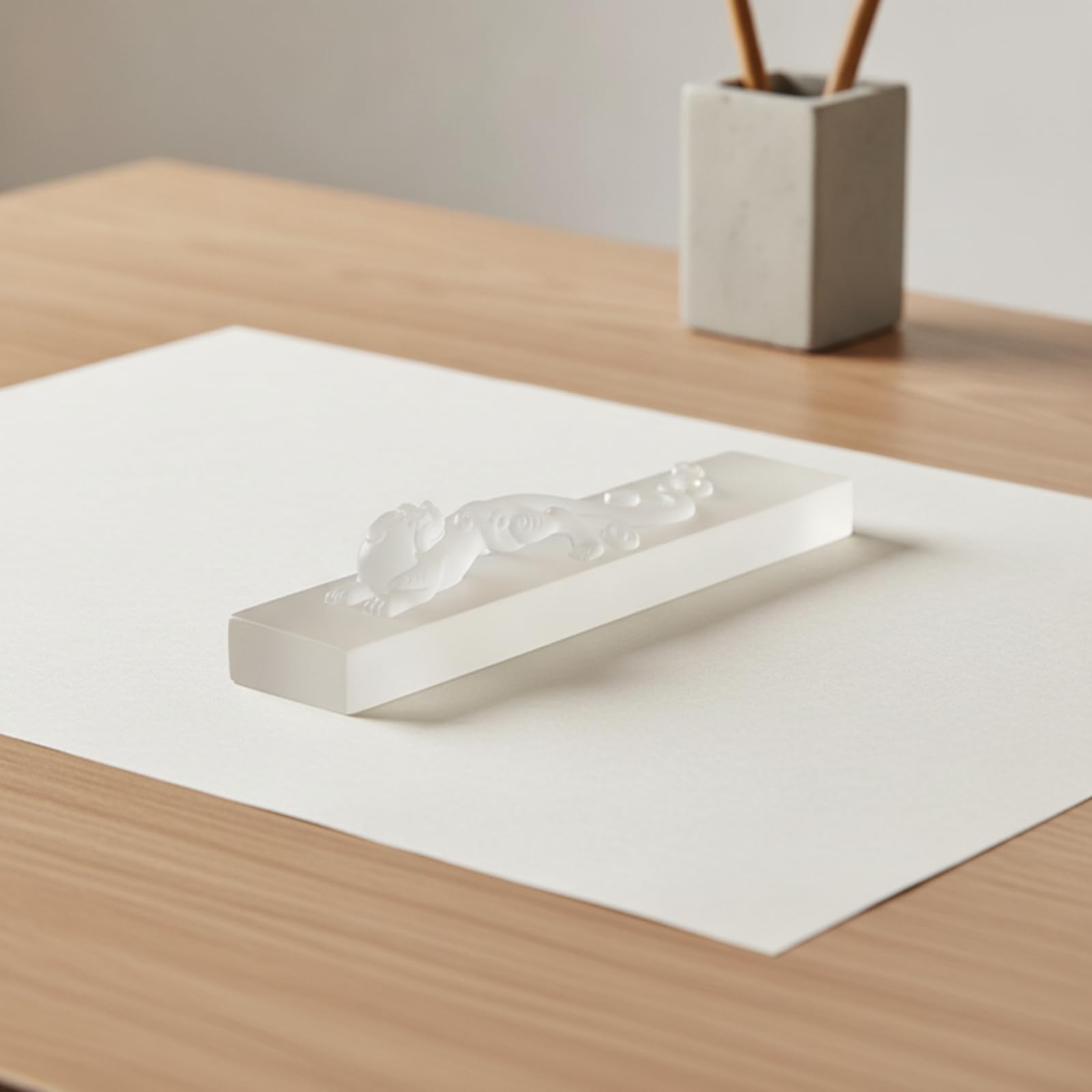 Escultura corativa Semiartesanal | Tira Ornamental con Acabado Esmerilado, Escultural, para Escritorio, Transparente