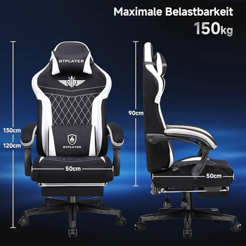 Image of GTPLAYER Gaming Chair with Foot Rest & Pocket Spring Cushion, Ergonomic High Back Computer Desk Chair with Headrest & Lumbar Support for Back Pain Relief, Lividity