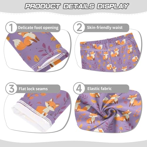 Cute Fox Autumn Leaves Girls Leggings Kids Yoga Pants Athletic Tights Pants 4-10 Years3