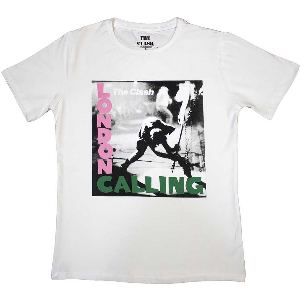 Rock Off Officially Licensed Products Women's White The Clash London Calling Skinny Fit T Shirt S