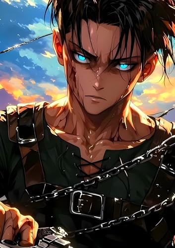 Image of NIJUKA Anime Printed A4 Size Metal sheet Poster For Home And Room Decoration | For Anime Art Fans Boys And Girls (Levi Captain)