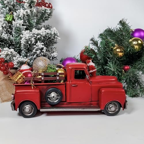 Berfutall-11-Iron-Classic-Red-Truck-Pick-up-Model-Collectible-Vehicle-Decoration-Metal-Truck-Christmas-Decor-Unique-Blend-of-Vintage-Rustic-Farmhouse-Truck-Decor-for-Table-Top-Decor-A
