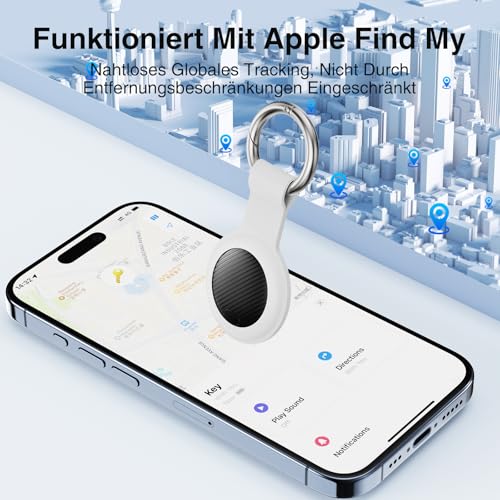 GPS Tracker - 2er Pack Smart Tracker Tags mit Apple Wo ist? (iOS NUR) mit Schutzhülle, Wasserdichter Gegenstandssucher, 100 dB Lautstärke, Bluetooth-Schlüsselfinder für Gepäck, Koffer