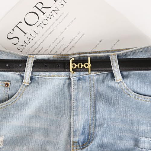 Image of Aurolran Women's Leather Belt with Buckle - Ideal for Dresses, Jeans, and Coats