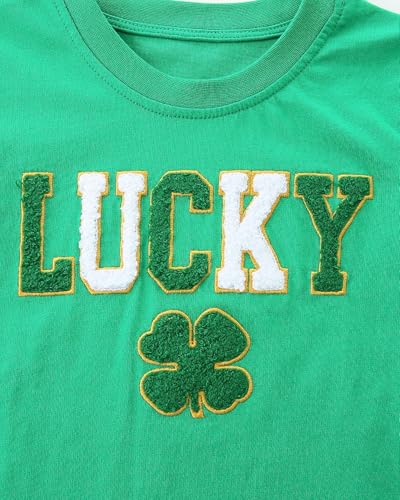 Toddler Boy Girl St Patrick's Day T-Shirt Lucky Shamrock Tees Chenille Patch Irish Tops4