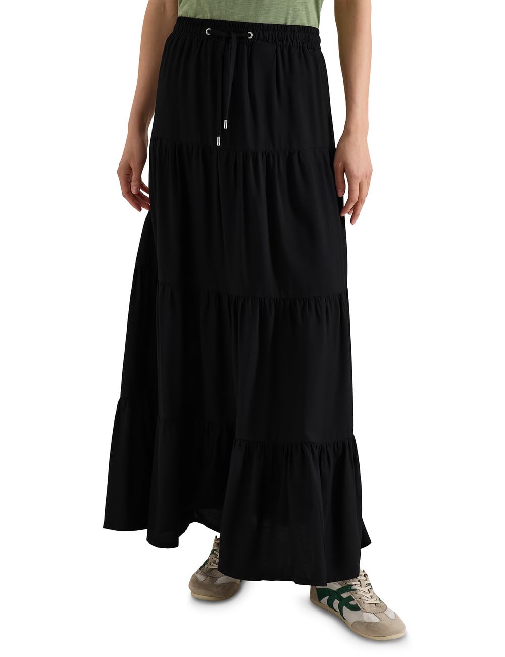 Damen Maxi-Rock mit Volants und Elastikbund