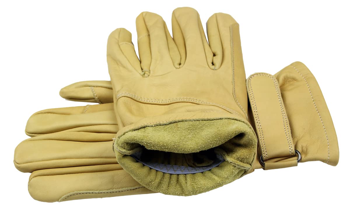 Lederhandschuhe Leder Biker Reit Handschuhe ungefüttert Natur Gelb S-2XL