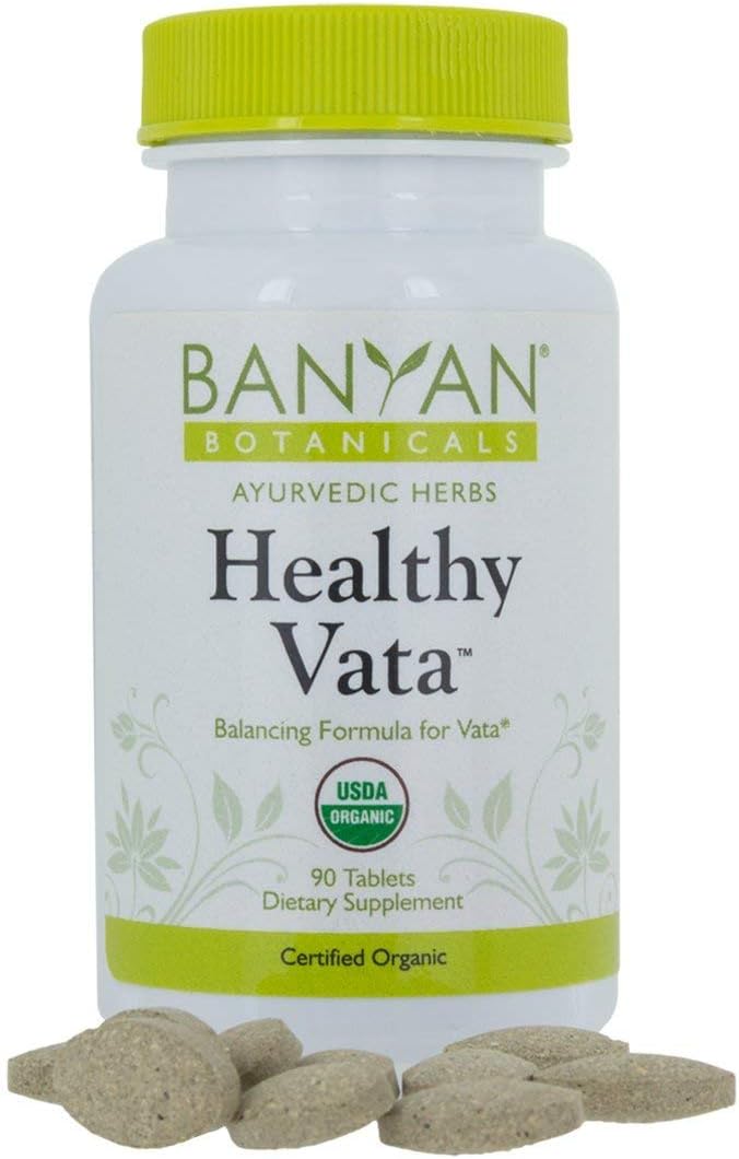 Banyan Botanicals Healthy Vata &ndash; Organic Herbal Supplement with Ashwagandha, Shatavari &amp; Other Ayurvedic Herbs for Calm and Balanced Well-Being &ndash; 90 Tablets &ndash; Non-GMO Sustainably Sourced Vegan