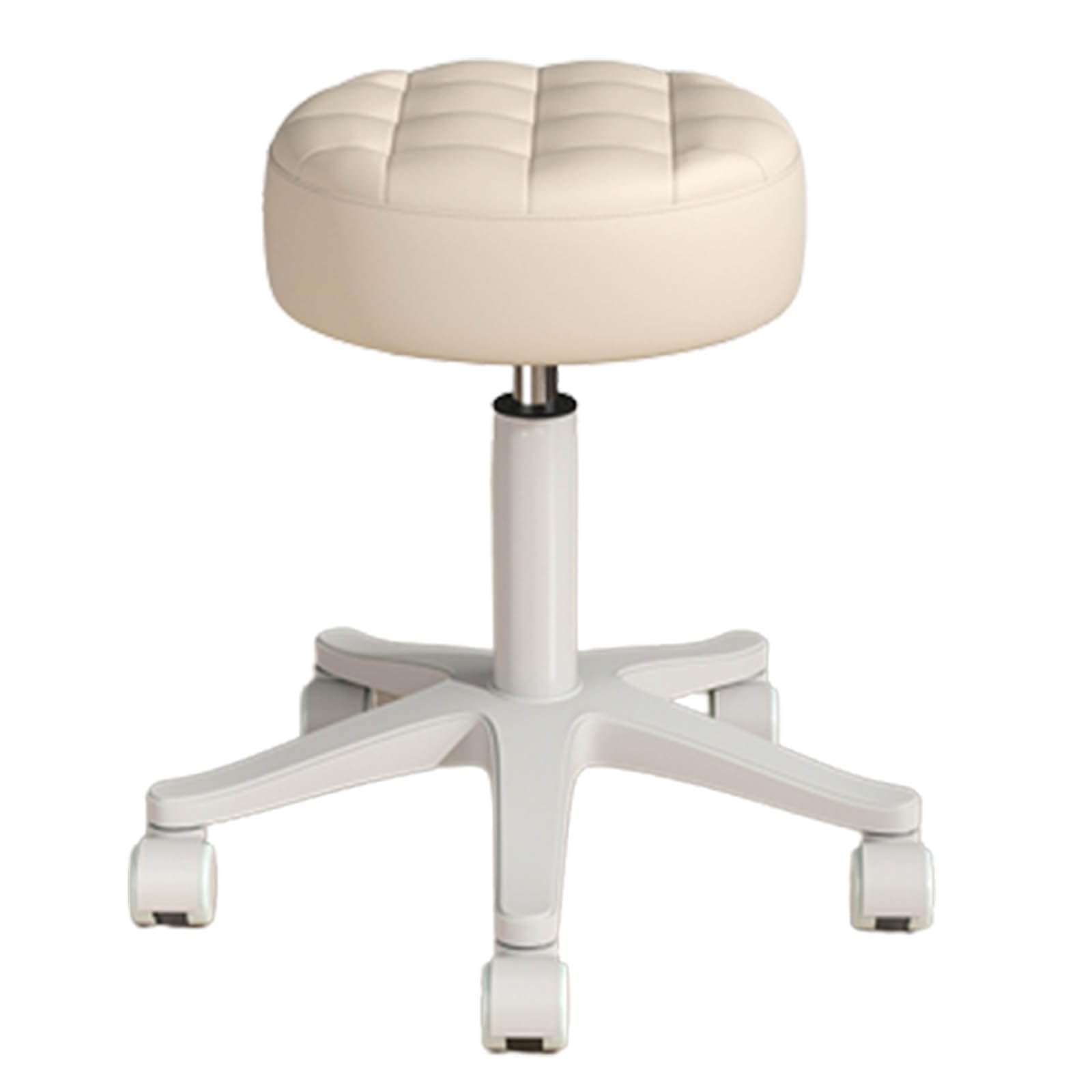Tabouret à roulettes rond en cuir synthétique beige pour soulager le dos au travail