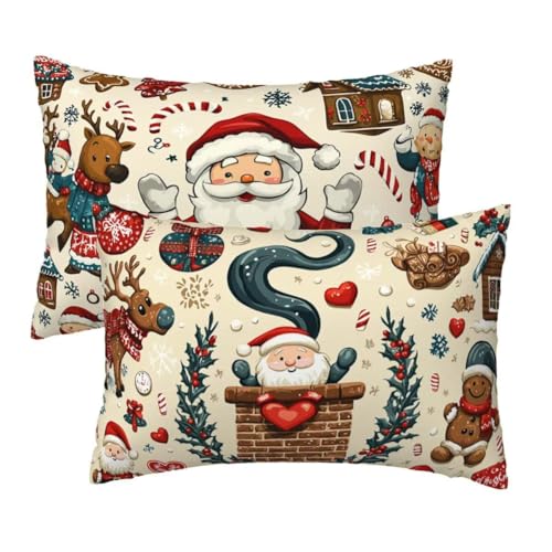 Kopfkissenbezug 60x80 2er Set, Kissenbezug 80x60 cm Weihnachten...