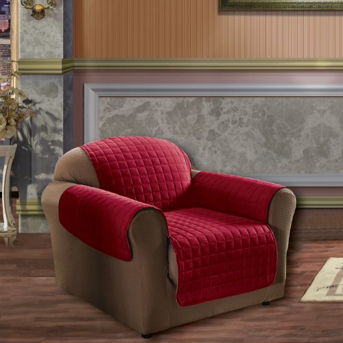 Elegant Comfort Quilted Furniture Protector For Pet Dog Children Kids - Special Treatment Microfiber As Soft As Egyptian Cotton, Red Chair #TOP1