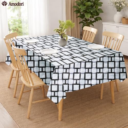 Image of Waterproof Dining Table Cover | PVC Table Protector | Dustproof Spill Proof Cover for Home & Kitchen (geometric-17, 40x60 Inches (4 Seater))