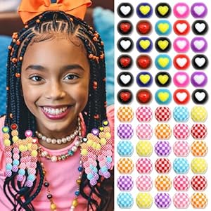 60PCS Dreadlock Beads Gingham Pony Beads for Locs Mixed Color Braids Accessories Cute Hair Decoration Jewelry Craft DIY Making Kit