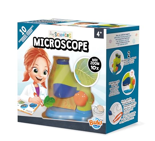 Buki Mini Sciences Children’s First Basic Toy Microscope 10X Magnification Lab Science Kit for Kids Age 4 to 8