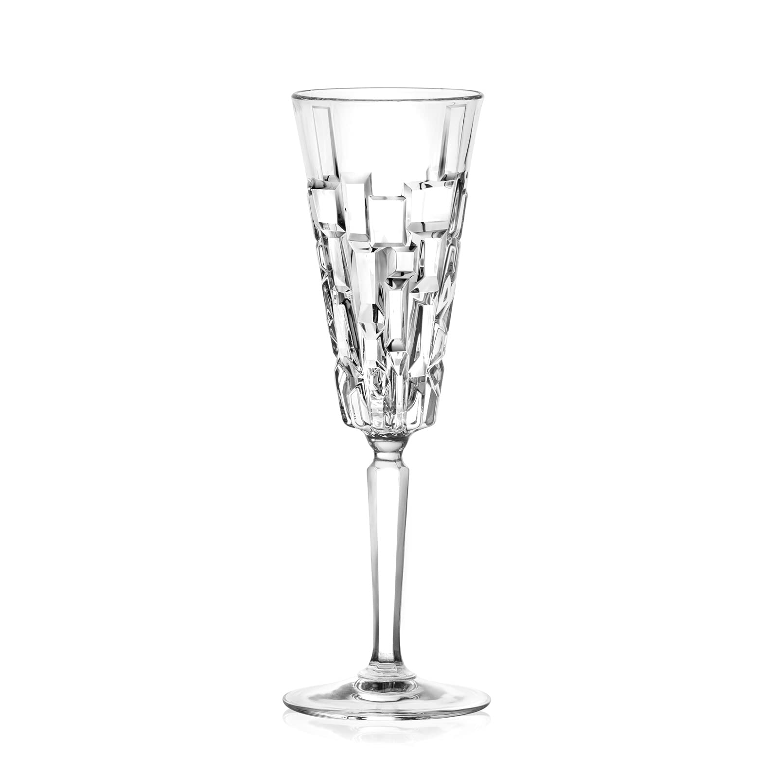 RCRCristalleria Italiana ETNA Crystal Champagne Flute Glass -Set of 6 (280 ml)