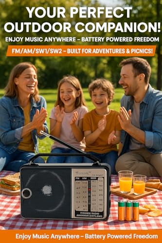 راديو جولون كهربائي صغير محمول كلاسيكي يعمل على الكهرباء والبطاريات و4 نطاقات ايه ام واف ام وSW1 وSW2 RX-606