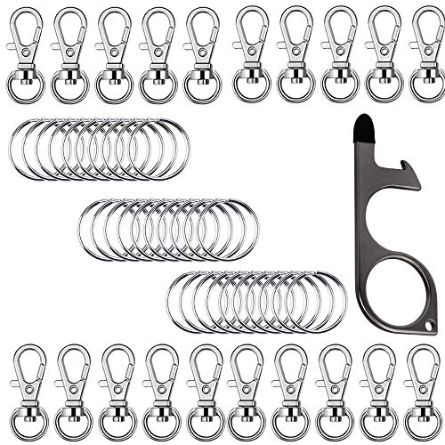 Preisvergleich Produktbild Schlüsselanhänger Kit, 30 Karabiner Schlüsselanhänger Kleine Abnehmbare Drehverschlüsse Schlüsselanhänger Basteln und 1 Anti-Touch-Türöffner