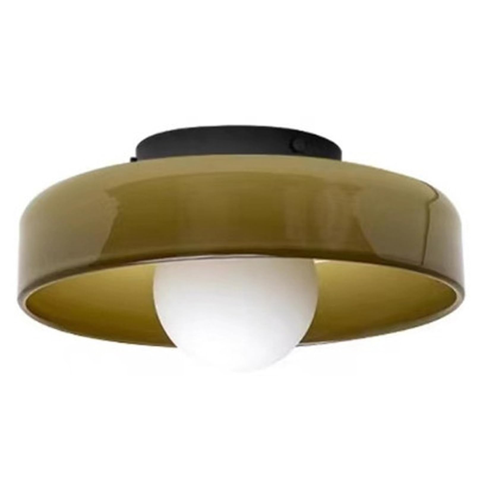 10" Round Vintage Green Flush Mount Ceiling Light, Mid-Century Modern Lamp for Bedroom, Cloakroom, Stairway
