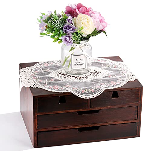 Avla 6 Pack Lace Placemats, Retro French Style Cup Mat, Embroidered Dinning Table Place Mats, Fashionable Flower Vintage Crochet Lunchmat Doilies, Hollow Vase Mat For Home Kitchen Wedding Decoration #TOP2