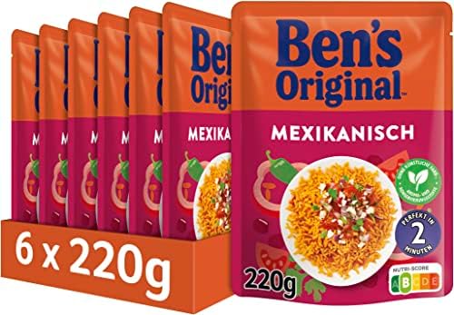 Ben's Original Express Reis Mexikanisch 6 x 220g, Multipack | Express Mikrowellen-Reis, Mexikanisch, Schnell in 2 Min, Ohne künstliche Konservierungsstoffe