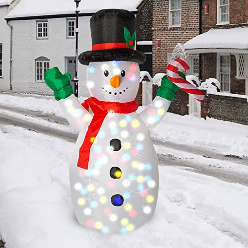Eye-Catching Multicolor Inflatable Snowman with Disco Lights, 1.5m (1 Pc.), Fun & Festive Holiday Decor - Image 4