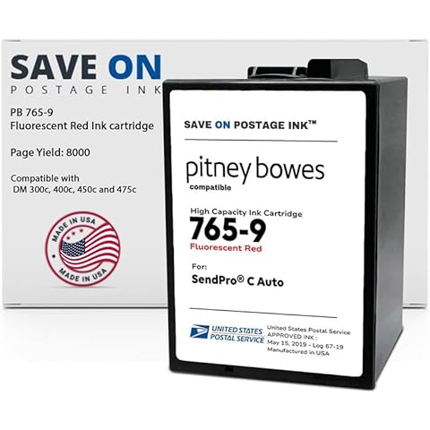 Save On Postage Ink 765-9 Compatible PB 765-9 SendPro MailStation Postage Meter Ink - Compatible PB Postage Meter Ink Cartridge for DM 300c, 400c, 450c and 475c Cover