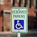 (2 Pack) Reserved Handicap Parking Sign with Wheelchair Picture, 18 x 12 Engineer Grade Reflective Sheeting, Rust Free Aluminum, Weather Resistant, Waterproof, Durable Ink