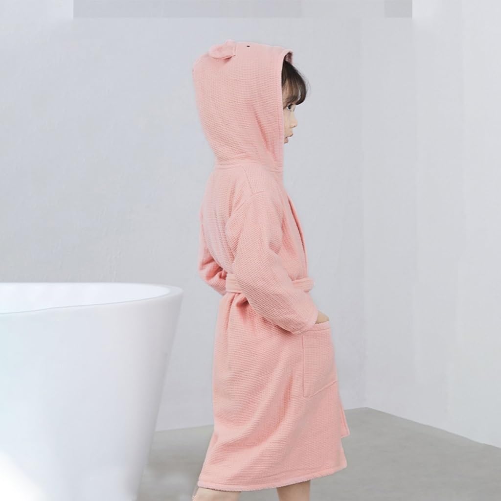 Boys Girls Terry Bathrobe, 100% Cotton Towel Robe ,Hooded Toddler Soft Fuzzy Robe For Kids 2-12Years - Image 3