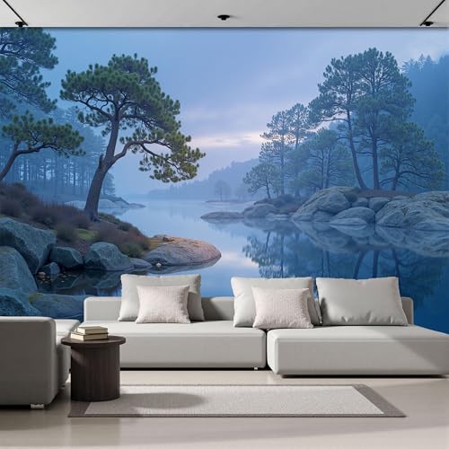 Poster géant mural personnalisé 3D bleu pour salon moderne - 3