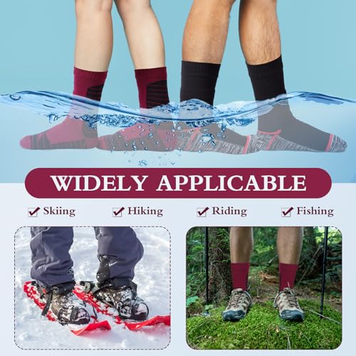 Image of Jeyiour 2 Pairs Waterproof Socks Unisex Waterproof Breathable Outdoor Skiing Hiking Wading Fishing Socks for Men Women