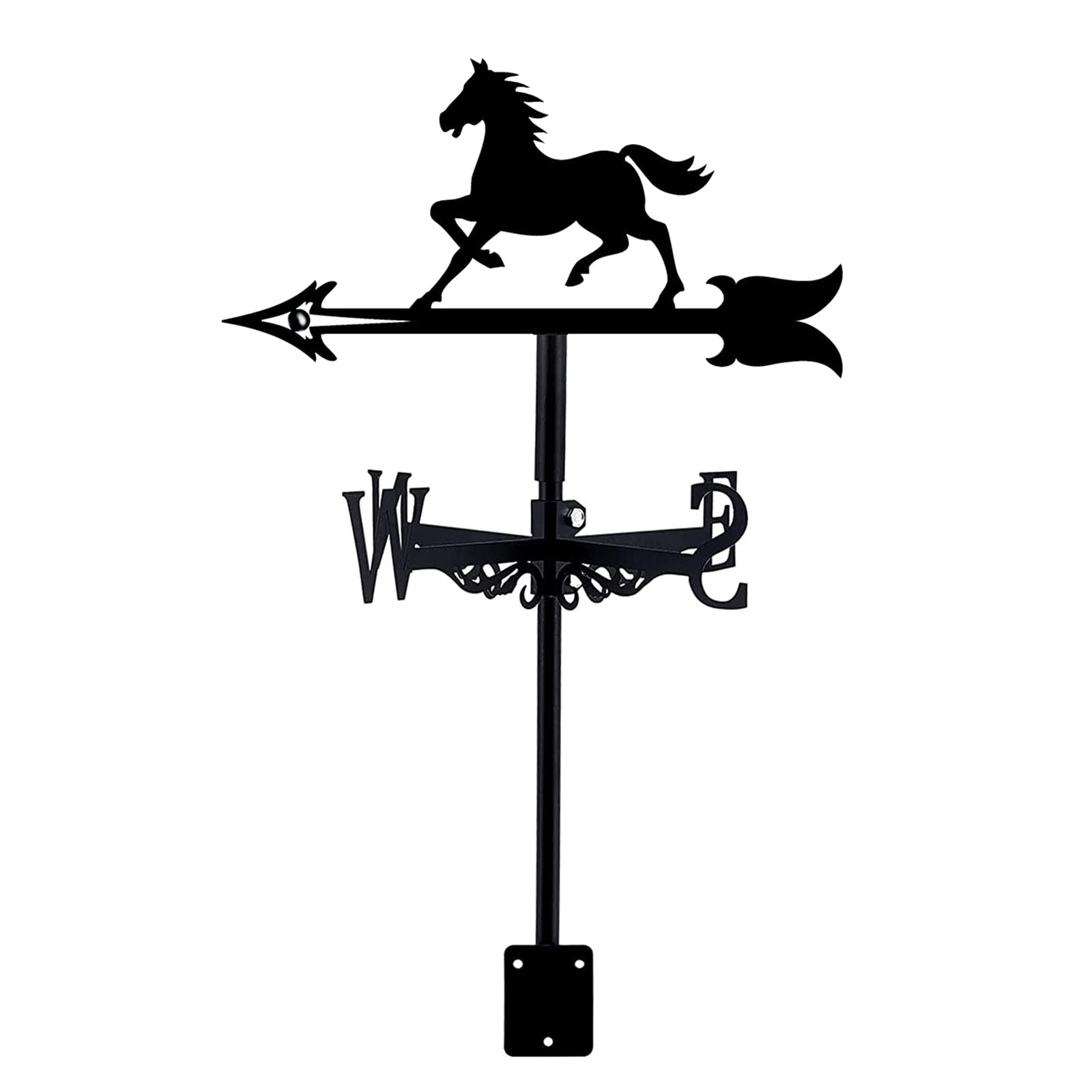 WIQUYBML Exquisite Metal Weathervane Weather Vane for Creative Weathercock Shaped Wind Direction Indicator, Stainless Steel Vane-Horse A
