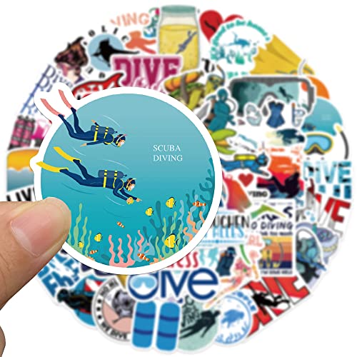 50Pcs Ocean Life Diving Adventure Decal Stickers For Laptop And Water Bottles,Waterproof Durable Trendy Vinyl Laptop Decal Stickers Pack For Teens, Water Bottles, Computer, Travel Case (Scuba Diver) #TOP5