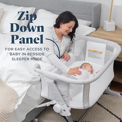 Image of Baby Delight Beside Me Dreamer Bassinet | Bedside Sleeper | 7-Position Height Adjustment | Driftwood Grey