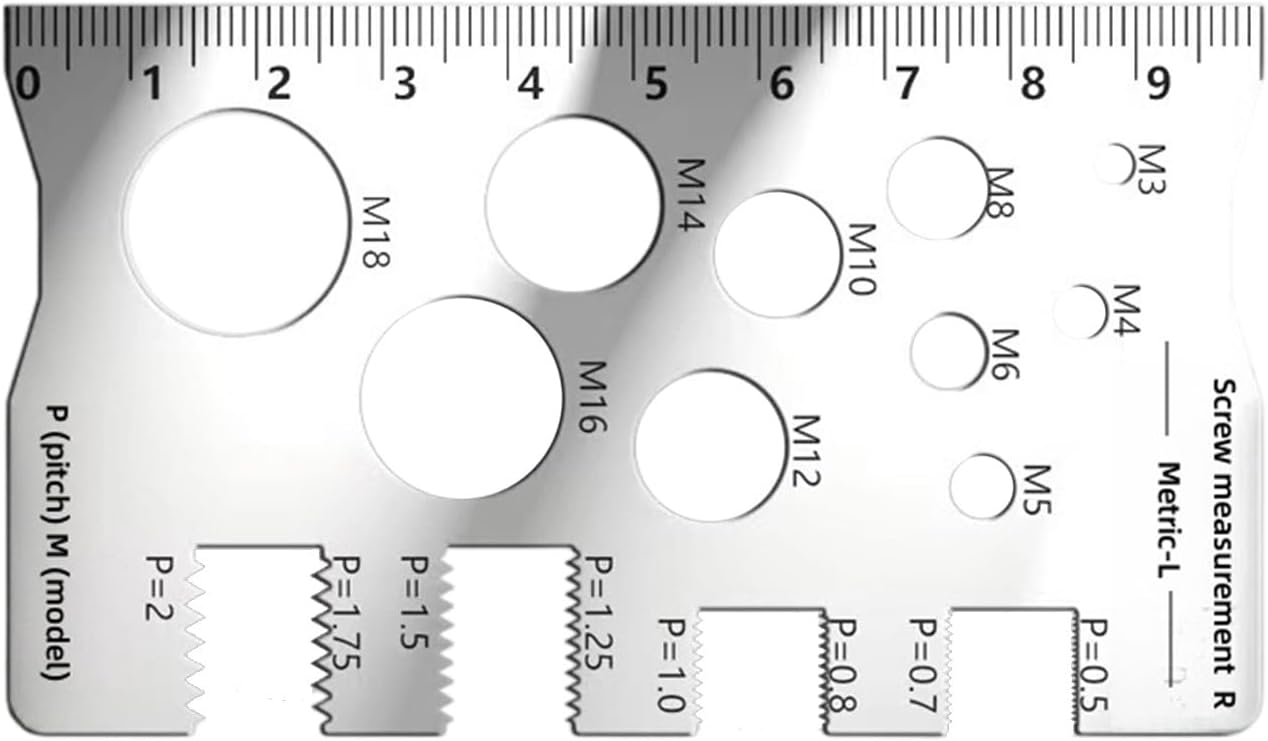Industrial Steel Calipers Thread Gauge Bit Checker for Precise Thread Pitches and Diameter Measurement Up to M 18 Measure Precise Calipers Measuring Tool