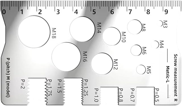 Industrial Steel Calipers Thread Gauge Bit Checker for Precise Thread Pitches and Diameter Measurement Up to M 18 Measure Precise Calipers Measuring Tool