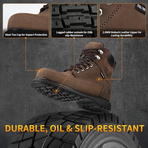 TINLIMHOM Comfort Work Boots for Men Soft Toe Boots Waterproof Slip-Resistant Shoes with High Arch Support & Cushion PU Insole for Warehouse, Factory Workers (DK Brown, Adult, Men, 13, Numeric, US Footwear Size System, Medium) - image 5