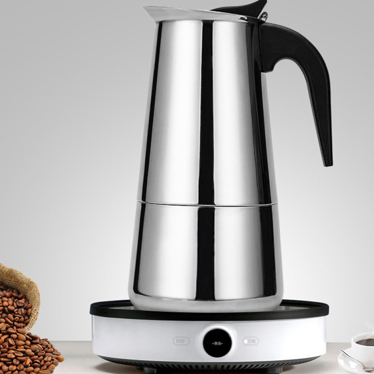 Cafetière Moka Domestique en Acier Inoxydable 450ml 9 Tasses