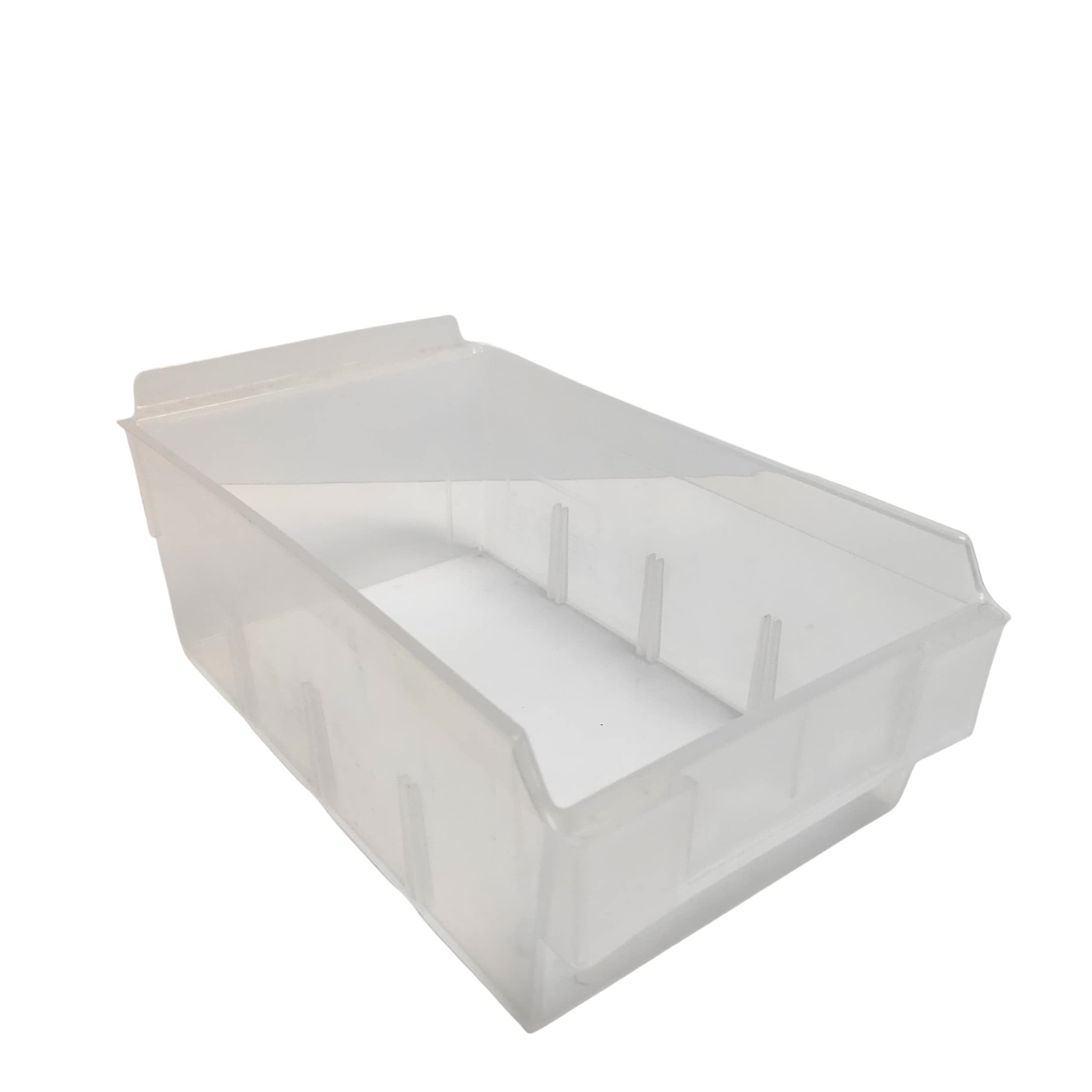 CompleteShopfittings NEW HEAVY DUTY MEDIUM SIZE STORAGE BOX SLATBOX SHELFBOX SLATWALL DISPLAY (Clear, 50)