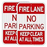 Fire Lane No Parking Sign, 2 Pack 18'x12' Fire Lane Keep Clear Signs, Rust Free Weather Resistant Aluminum, Waterproof, Durable Ink, Easy to Mount Indoor or Outdoor-By DIESOTT